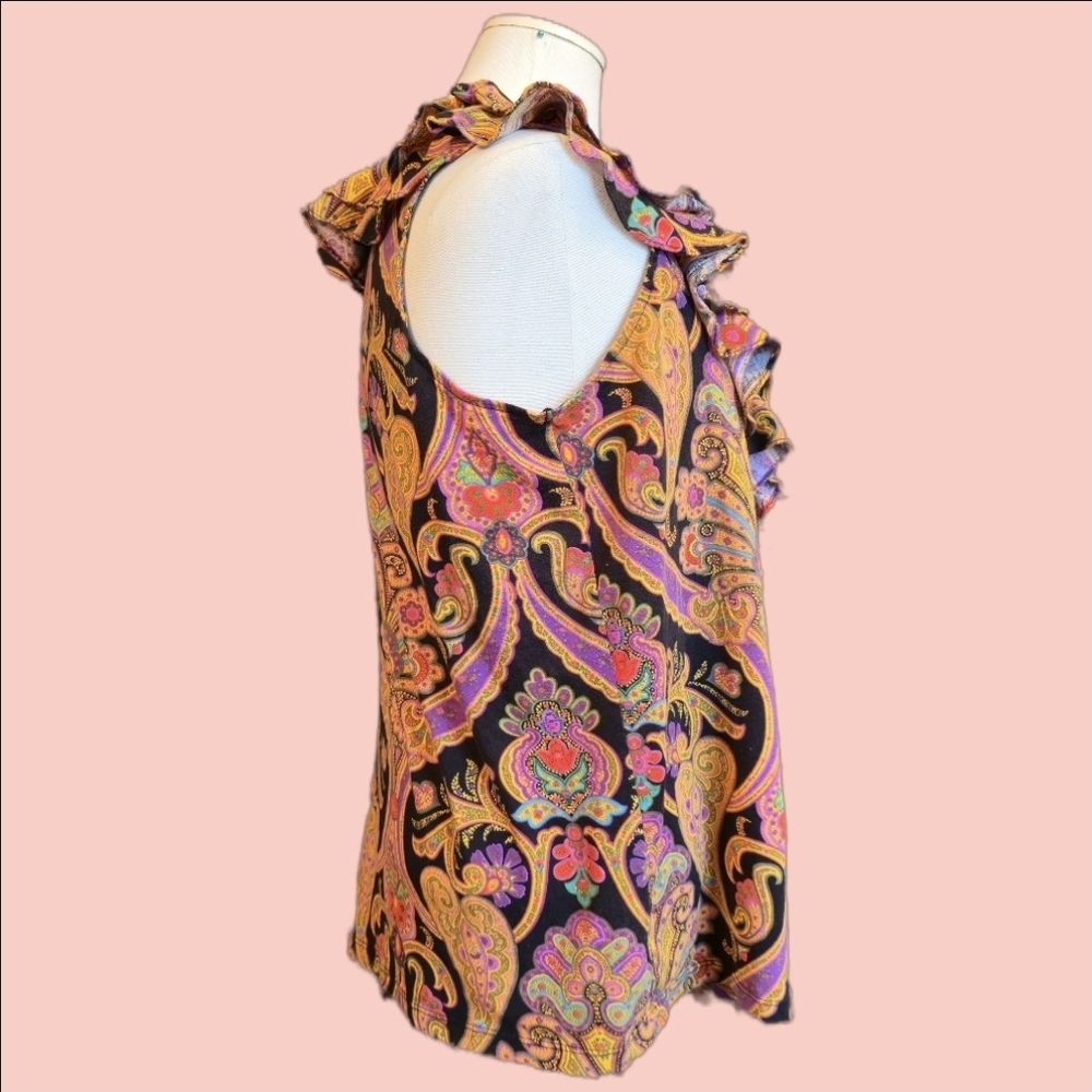 Floral Ruffle Sleeveless Top - Multicolor - Picture 3 of 10